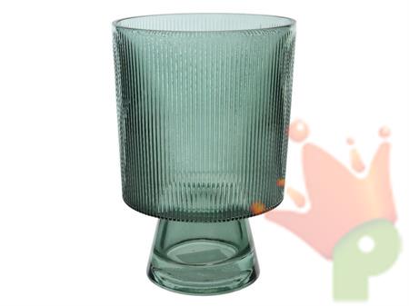 VASO IN VETRO CON PIEDE 14X20CM VERDE SCURO