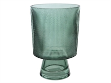 VASO IN VETRO CON PIEDE 14X20CM VERDE SCURO