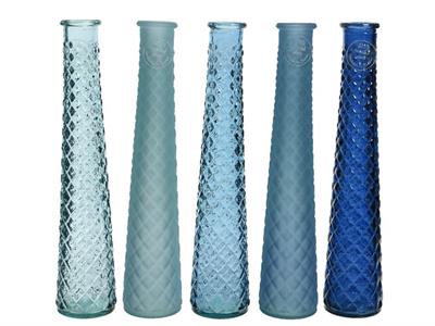 VASO IN VETRO AZZURRO/AZZURRO OPACO/BLU/BLU OPACO/BLU SCURO 32CM