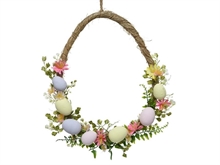 GHIRLANDA FORMA UOVO 30X35CM CON FIORI E UOVA