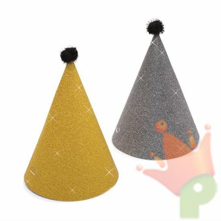 CAPPELLINI GLITTER ORO/ARDESIA CON POM POM 6PZ