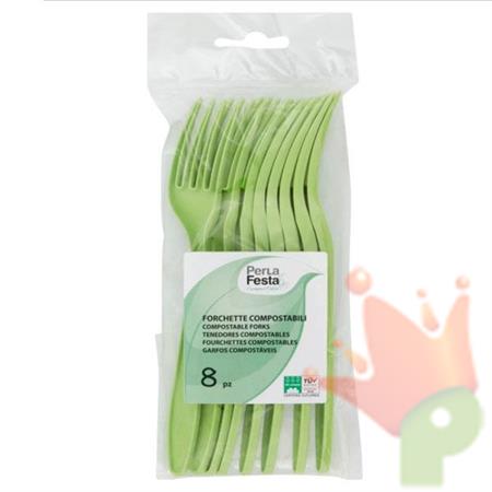 FORCHETTE COMPOSTABILI VERDE 8PZ