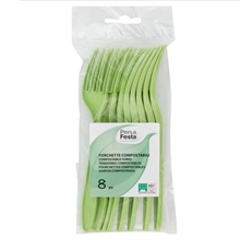 FORCHETTE COMPOSTABILI VERDE 8PZ