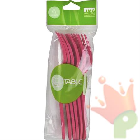 FORCHETTE COMPOSTABILI MATER-B FUCSIA 6PZ