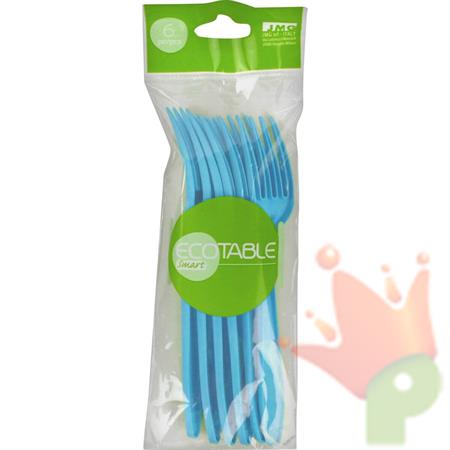 FORCHETTE COMPOSTABILI MATER-B TURCHESE 6PZ