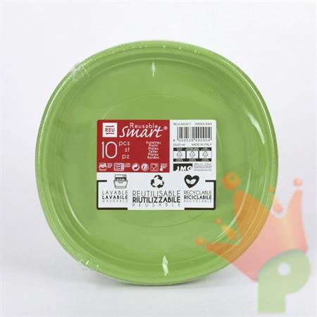 PIATTI LIKE 22X22CM RIUTILIZZABILI VERDE 10PZ