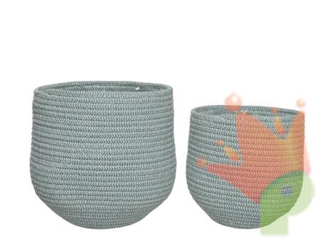 CESTINO IN CORDA ACQUA MARINA GRANDE 20X20X23CM