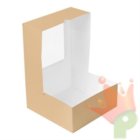 SCATOLE PER PASTICCERIA 18X18X7,5 CM CON FINESTRA AVANA