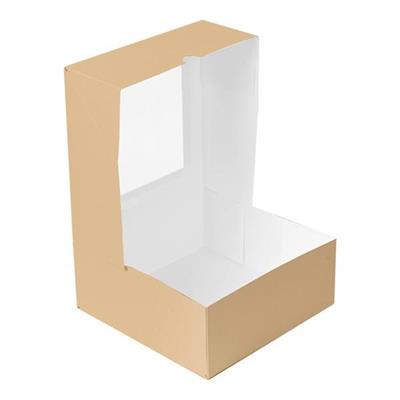 SCATOLE PER PASTICCERIA 18X18X7,5 CM CON FINESTRA AVANA