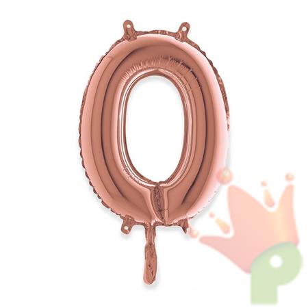 PALLONCINO MYLAR NUMERO 0 14 INCH 36 CM ROSA GOLD
