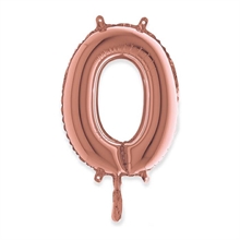 PALLONCINO MYLAR NUMERO 0 14 INCH 36 CM ROSA GOLD