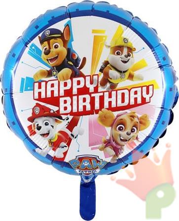 PALLONCINO MYLAR 18 INCH - 45 CM PAW PATROL HAPPY BIRTHDAY