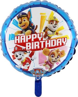 PALLONCINO MYLAR 18 INCH - 45 CM PAW PATROL HAPPY BIRTHDAY