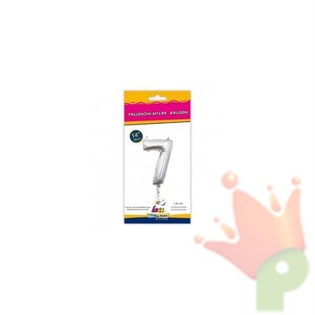 PALLONCINI MYLAR 14 INCH NUMERO 7 ARGENTO