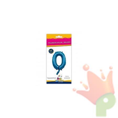 PALLONCINO MYLAR 14 INCH NUMERO 0 BLU