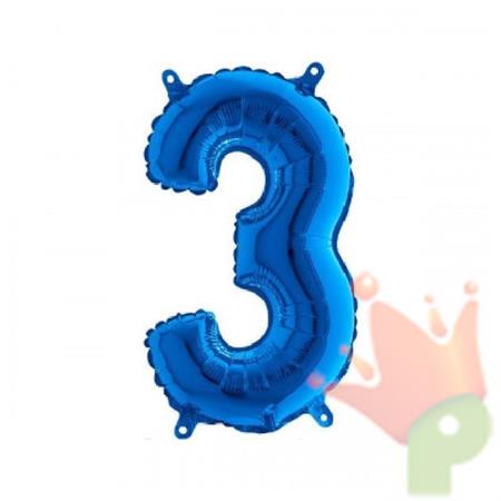 PALLONCINO MYLAR 14 INCH NUMERO 3 BLU