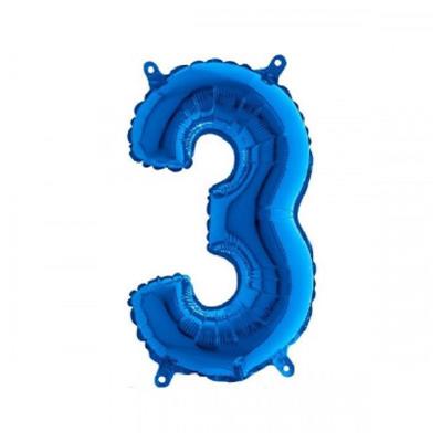PALLONCINO MYLAR 14 INCH NUMERO 3 BLU