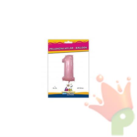 PALLONCINO MYLAR 40 INCH NUMERO 1 ROSA