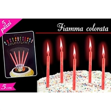 SET CANDELINE FIAMMA COLORE ROSSO 5PZ