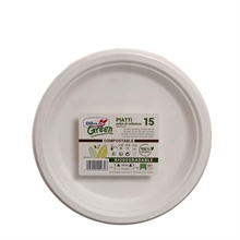 PIATTI PIANI BIODEGRADABILI IN POLPA 22 CM 15 PZ