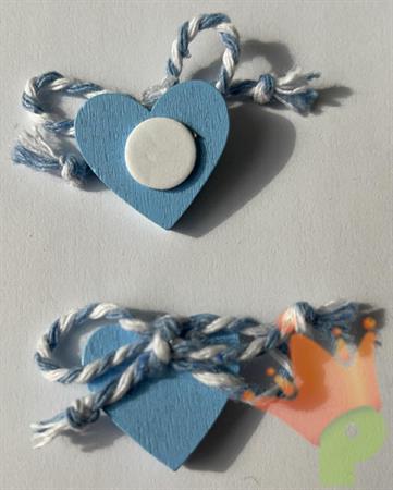 CUORE LEGNO AZZURRO CON ADESIVO BUSTA 12PZ