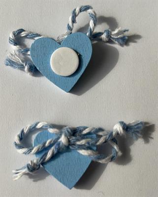 CUORE LEGNO AZZURRO CON ADESIVO BUSTA 12PZ