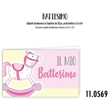 BIGLIETTINI PER BOMBONIERE BATTESIMO ROSA