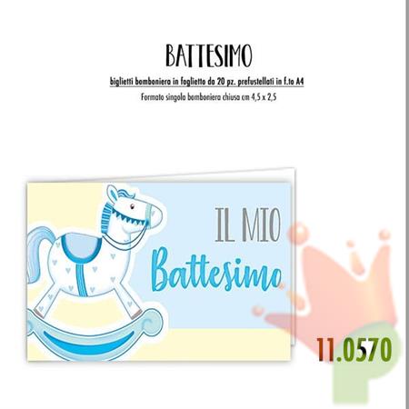 BIGLIETTINI PER BOMBONIERE BATTESIMO CELESTE 20 PZ