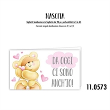 BIGLIETTINI PER BOMBONIERE NASCITA ROSA 20 PZ