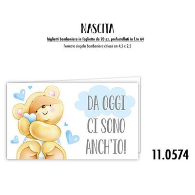 BIGLIETTINI PER BOMBONIERE NASCITA CELESTE 20 PZ