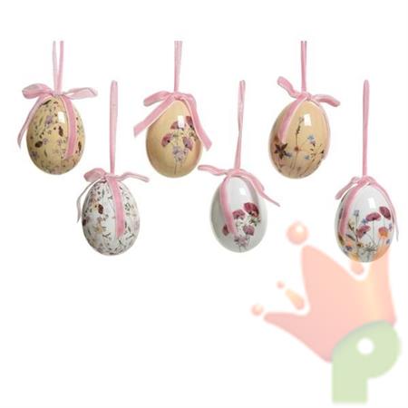 DECORAZIONI FORMA UOVO CONFEZIONE 6 PZ   ASS. D.4 CM
