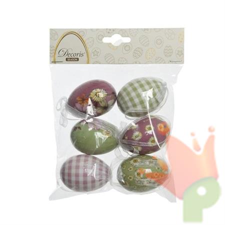 DECORAZIONE FORMA UOVO CONFEZIONE DA 6 PZ  ASS. D.4 CM