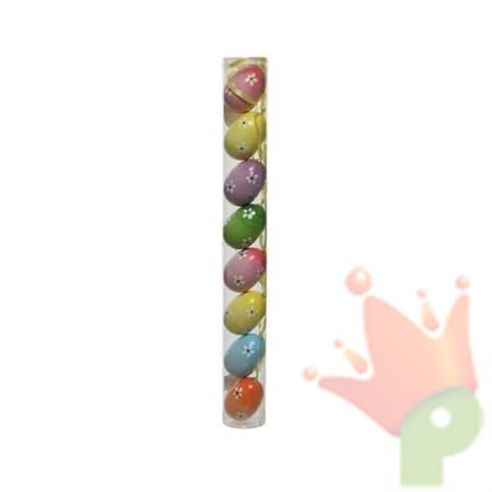 DECORAZIONE FORMA UOVO CONFEZIONE DA 8 PZ 6 COLORI ASS D.3CM