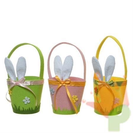 CESTINO IN FELTRO DECORATO 3 COLORI ASS. DIAM.13CM H29,5CM