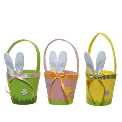 CESTINO IN FELTRO DECORATO 3 COLORI ASS. DIAM.13CM H29,5CM