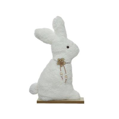 CONIGLIETTO BIANCO SU BASE IN LEGNO 21 CM