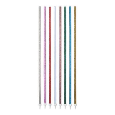 CANDELINE FILI LUMINOSI 16 CM + SUPPORTO MULTICOLOR GLITTER 16PZ