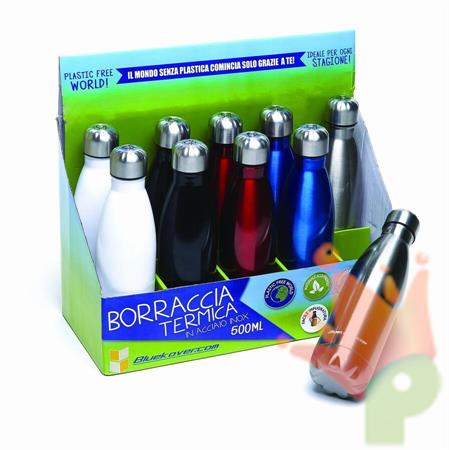 BORRACCIA TERMICA 500 ML BIANCA/NERA/ROSSA/BLU/ARGENTO