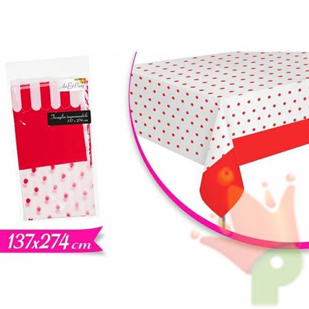 TOVAGLIA 137X274CM BIANCA POIS ROSSO