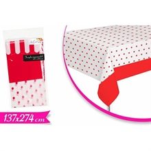 TOVAGLIA 137X274CM BIANCA POIS ROSSO