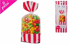 SACCHETTI PORTA RIGHE BIANCO-ROSSO CARAMELLE 8PZ