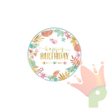 PIATTI 26 CM BOHO BIRTHDAY GIRL METALLIC 8 PZ