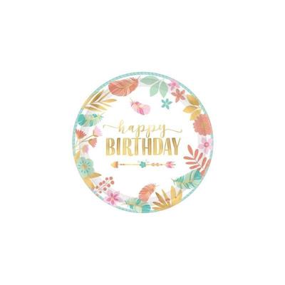 PIATTI 26 CM BOHO BIRTHDAY GIRL METALLIC 8 PZ