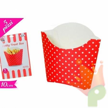 BOX PATATINE 10CM POIS ROSSO 5PZ