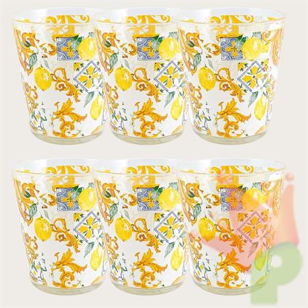 BICCHIERI IN VETRO DECORO LEMON 6 PZ
