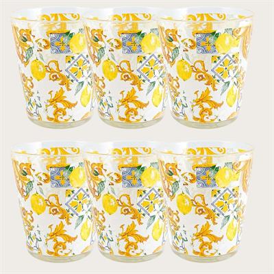 BICCHIERI IN VETRO DECORO LEMON 6 PZ