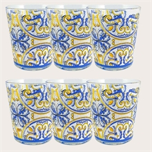 BICCHIERI IN  VETRO DECORO VIETRI 6 PZ