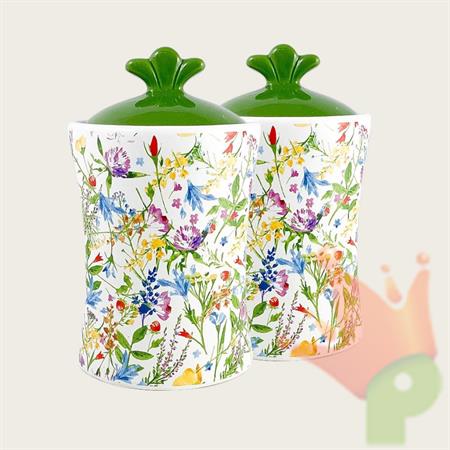 BARATTOLI IN CERAMICA 11X11X18 CM DECORO SPRING 2 PZ
