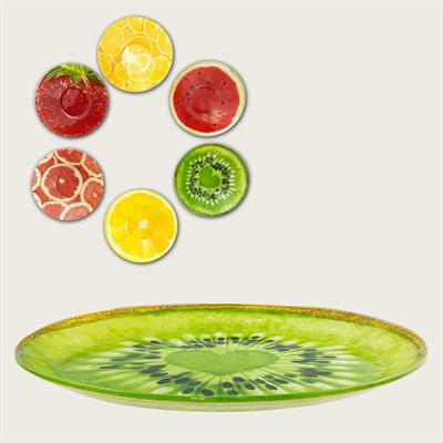 PIATTO OVALE IN VETRO 38X25X4 CM FRUTTA