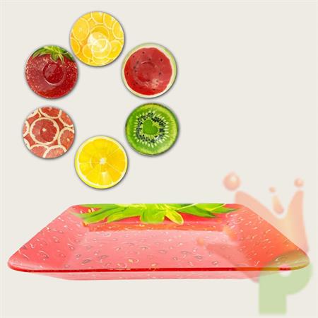 PIATTO QUADRATO IN VETRO 24X24X3 CM FRUTTA